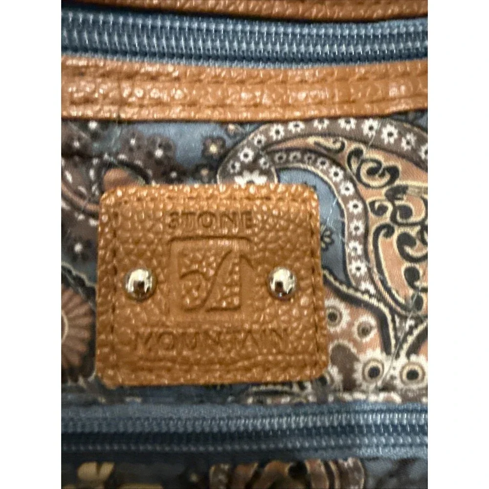Stone Mountain Blue Paisley Patterned Crossbody Bag Adjustable Strap Boho Hippie